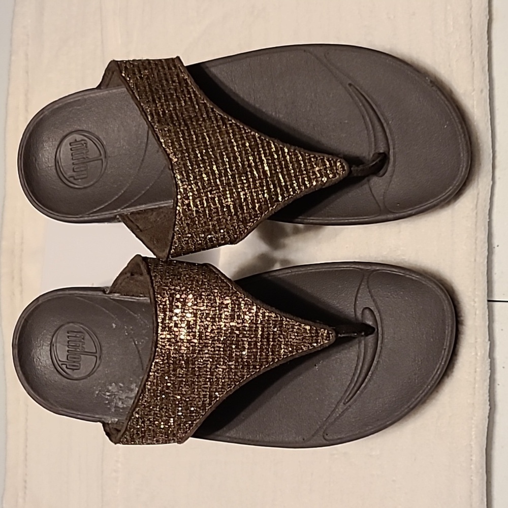 Womens brown, sparkle, Fitflop sandals. - Picture 5 of 9